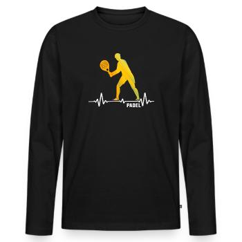 Padel Padeltennis Padel-battement de cœur Paddle - T-shirt manches longues Premium bio Homme - noir - Devant - Nico (187cm)