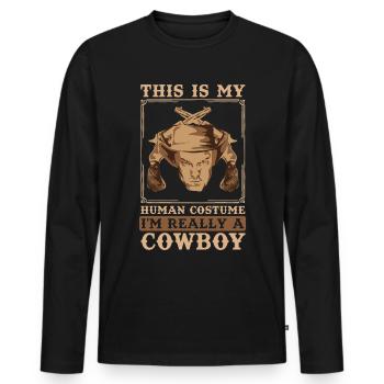 Cowboy Hut Pistole Texas Geschenk Lustiges Cowboy - Männer Premium Bio Langarmshirt - Schwarz - Vorne - Nico (187cm)