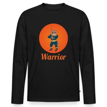Cat warrior - Men's Premium Organic Long Sleeve Shirt - black - Front - Nico (187cm)