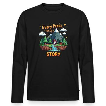 Chaque pixel raconte une histoire - Retro Gaming - T-shirt manches longues Premium bio Homme - noir - Devant - Nico (187cm)