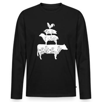 Bauernhof - Tiere - Landwirt - Floral - Männer Premium Bio Langarmshirt - Schwarz - Vorne - Nico (187cm)