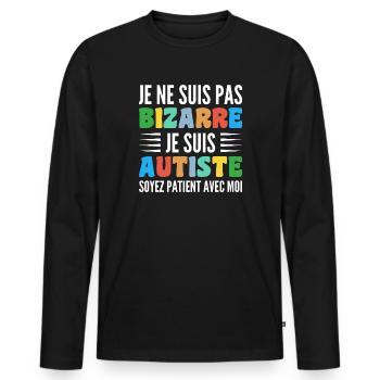 Je Ne Suis Pas Bizarre Je Suis Autiste - T-shirt manches longues Premium bio Homme - noir - Devant - Nico (187cm)