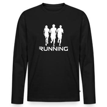 Laufen | running, Sport, Training, Workout - Männer Premium Bio Langarmshirt - Schwarz - Vorne - Nico (187cm)