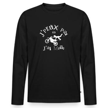 J'peux pas j'ai moto - T-shirt manches longues Premium bio Homme - noir - Devant - Nico (187cm)