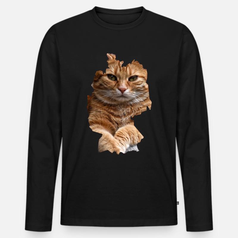 Katze, Katzen - Männer Premium Bio Langarmshirt - Schwarz