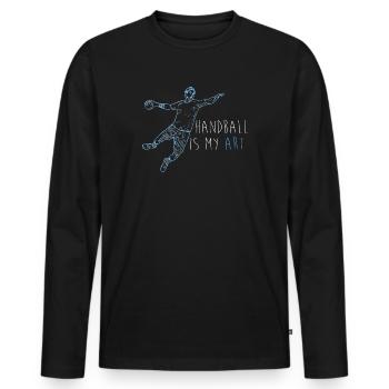 handball handballer handballteam sprungwurf sport - Männer Premium Bio Langarmshirt - Schwarz - Vorne - Nico (187cm)