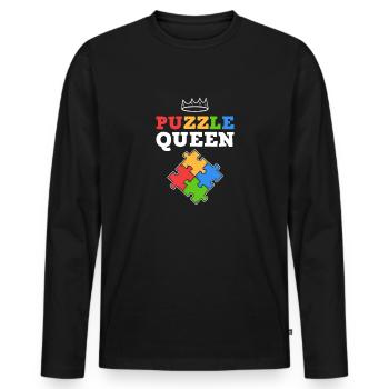 Puzzle Queen Jigsaw Puzzle - Men's Premium Organic Long Sleeve Shirt - black - Front - Nico (187cm)