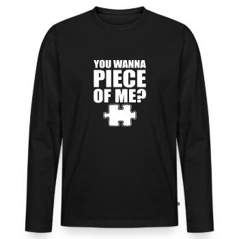 Willst Du Ein Stück Von Mir? Jigsaw Puzzle - Männer Premium Bio Langarmshirt - Schwarz - Vorne - Nico (187cm)