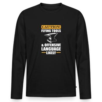 Métallurgie Outils volants Forgeron - T-shirt manches longues Premium bio Homme - noir - Devant - Nico (187cm)