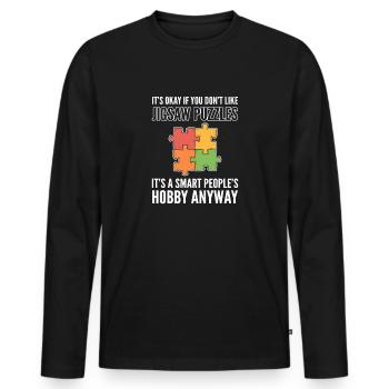 Puzzle Game For Puzzle Fans Jigsaw Puzzle - Men's Premium Organic Long Sleeve Shirt - black - Front - Nico (187cm)