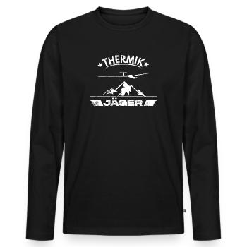 Lustiger Segelflug Text Thermik Jäger Segelflieger - Männer Premium Bio Langarmshirt - Schwarz - Vorne - Nico (187cm)