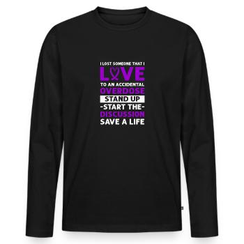 Purple bow. Awareness of Accidental - Men's Premium Organic Long Sleeve Shirt - black - Front - Nico (187cm)