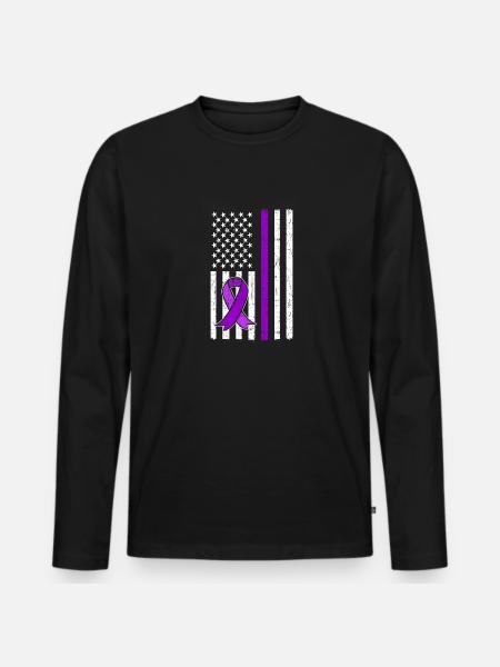 Lila Schleife. Überdosis-bewusstsein - Männer Premium Bio Langarmshirt - Schwarz
