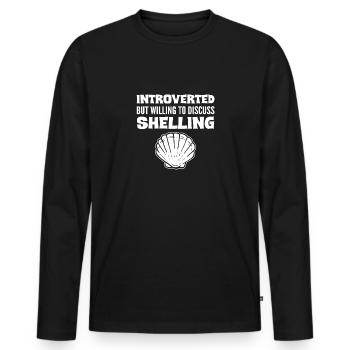 Introvertiert, Aber Bereit, Über Muschelsuche Zu - Männer Premium Bio Langarmshirt - Schwarz - Vorne - Nico (187cm)