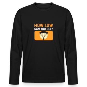 Jusqu’où pouvez-vous aller ? Pour les parachutistes. - T-shirt manches longues Premium bio Homme - noir - Devant - Nico (187cm)