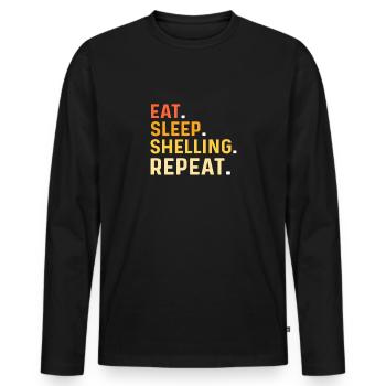 Eat Sleep Shelling Repeat. Beachcombing Muscheln - Männer Premium Bio Langarmshirt - Schwarz - Vorne - Nico (187cm)