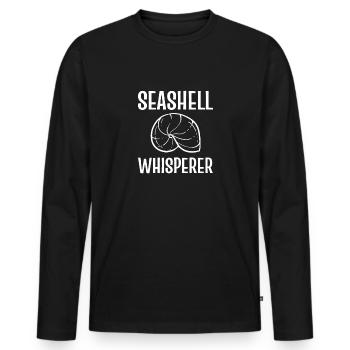 Shell whisperer. Beachcombing Shell Collecting - Men's Premium Organic Long Sleeve Shirt - black - Front - Nico (187cm)