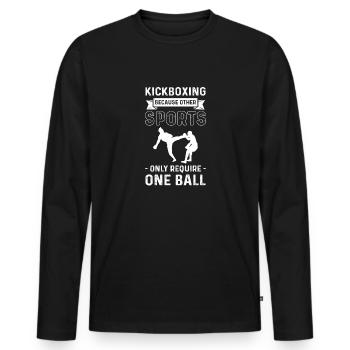 Kickboxen, Weil Andere Sportarten Nur Einen Ball - Männer Premium Bio Langarmshirt - Schwarz - Vorne - Nico (187cm)