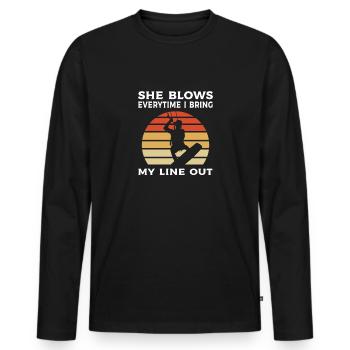 Je sors Ma Laisse. Kitesurf - T-shirt manches longues Premium bio Homme - noir - Devant - Nico (187cm)