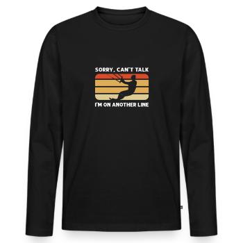 Je suis sur une ligne différente. Kitesurf - T-shirt manches longues Premium bio Homme - noir - Devant - Nico (187cm)
