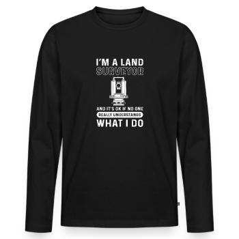 Cartographer. Property inspector. Surveyor - Men's Premium Organic Long Sleeve Shirt - black - Front - Nico (187cm)