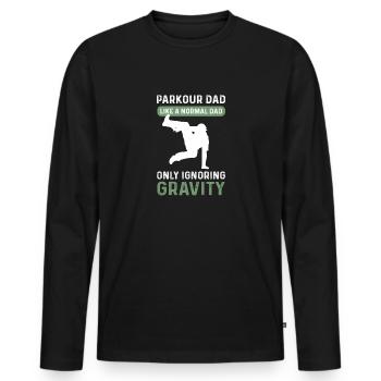 Papa parkour. Parcours père. Courir librement. Parkour - T-shirt manches longues Premium bio Homme - noir - Devant - Nico (187cm)