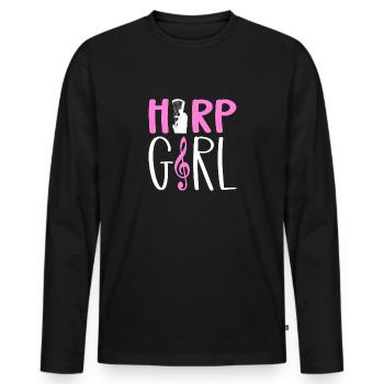 Harp girl. Harpist. Harper - Men's Premium Organic Long Sleeve Shirt - black - Front - Nico (187cm)