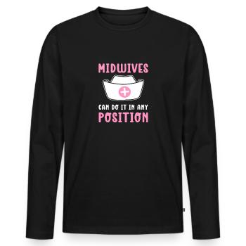 Les sages-femmes peuvent le faire dans n’importe quelle position. - T-shirt manches longues Premium bio Homme - noir - Devant - Nico (187cm)