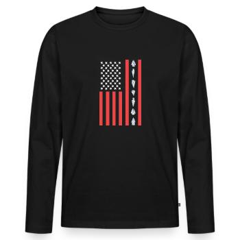 Chasseur de pointes de flèches patriotique. États-Unis - T-shirt manches longues Premium bio Homme - noir - Devant - Nico (187cm)