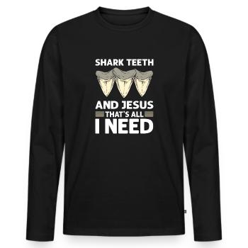 Shark teeth - Men's Premium Organic Long Sleeve Shirt - black - Front - Nico (187cm)