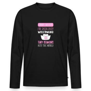 Nurse and midwife for obstetrics. Whether - Men's Premium Organic Long Sleeve Shirt - black - Front - Nico (187cm)