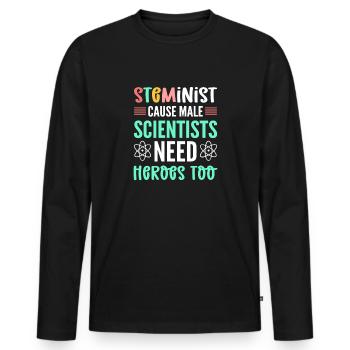 Steminist also male scientists - Men's Premium Organic Long Sleeve Shirt - black - Front - Nico (187cm)