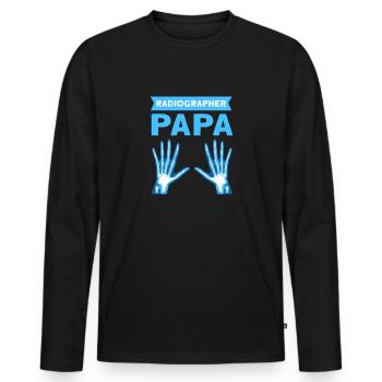 Radiographe Papa. Radiographe Papa. Radiologue - T-shirt manches longues Premium bio Homme - noir - Devant - Nico (187cm)
