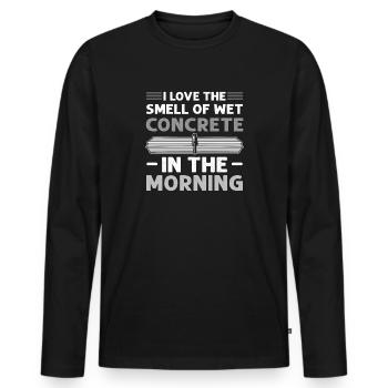 J’adore l’odeur du béton humide. Maçon. - T-shirt manches longues Premium bio Homme - noir - Devant - Nico (187cm)
