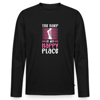 Die Harfe Ist Mein Glücksort. Harfenist. - Männer Premium Bio Langarmshirt - Schwarz - Vorne - Nico (187cm)