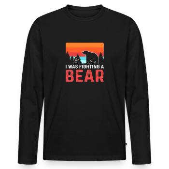 Je me suis battu avec un ours. Fauteuil roulant - T-shirt manches longues Premium bio Homme - noir - Devant - Nico (187cm)