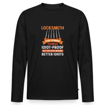 Retro Lock Picking, Schlüsseldienst - Männer Premium Bio Langarmshirt - Schwarz - Vorne - Nico (187cm)