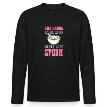 Comme pour la cuisson, mais ne léchez pas le - T-shirt manches longues Premium bio Homme - noir - Devant - Nico (187cm)