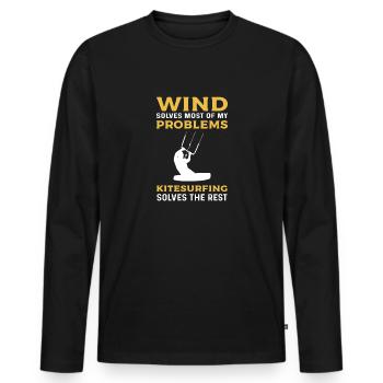 Le kitesurf résout le reste. Kitesurf - T-shirt manches longues Premium bio Homme - noir - Devant - Nico (187cm)