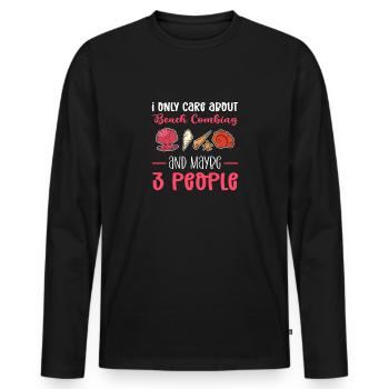 Beachcombing And 3 people. Collecting mussels - Men's Premium Organic Long Sleeve Shirt - black - Front - Nico (187cm)