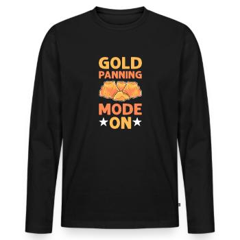 Mode d’orpaillage activé. Orpaillage. Mineurs d’or - T-shirt manches longues Premium bio Homme - noir - Devant - Nico (187cm)