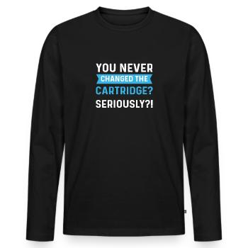 Vous n’avez jamais changé la cartouche ? - T-shirt manches longues Premium bio Homme - noir - Devant - Nico (187cm)