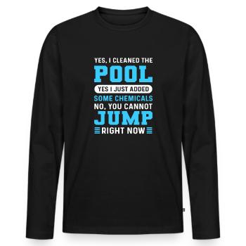 Oui, j’ai nettoyé la piscine. Nettoyeur de piscine. - T-shirt manches longues Premium bio Homme - noir - Devant - Nico (187cm)