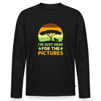 Je ne suis là que pour les photos. - T-shirt manches longues Premium bio Homme - noir - Devant - Nico (187cm)