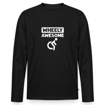 Wheely Awesome. Rollstuhl Handicap - Männer Premium Bio Langarmshirt - Schwarz - Vorne - Nico (187cm)