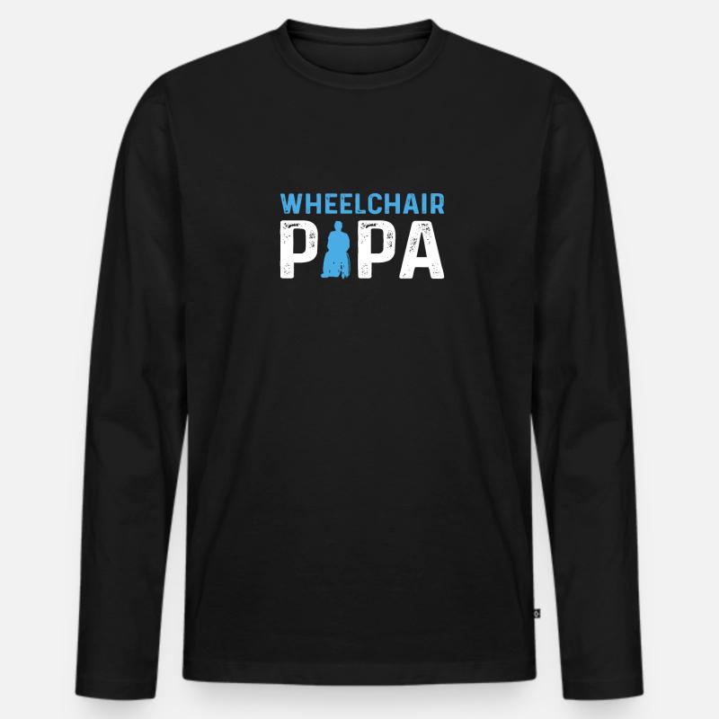 Rollstuhl-papa. Rollstuhl Papa Handicap - Männer Premium Bio Langarmshirt - Schwarz