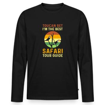 Toucan Bet I'm The Best Safari Tour Guide. - Männer Premium Bio Langarmshirt - Schwarz - Vorne - Nico (187cm)