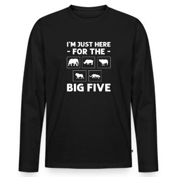 Je ne suis ici que pour les Big Five. - T-shirt manches longues Premium bio Homme - noir - Devant - Nico (187cm)