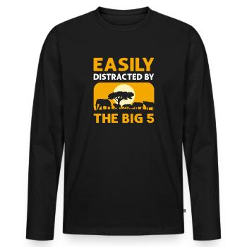 Facile à distraire du Big 5th Safari - T-shirt manches longues Premium bio Homme - noir - Devant - Nico (187cm)