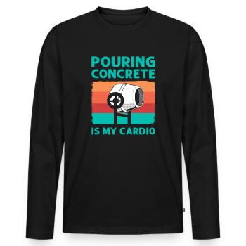 Le moulage du béton est mon maçon cardio ciment - T-shirt manches longues Premium bio Homme - noir - Devant - Nico (187cm)